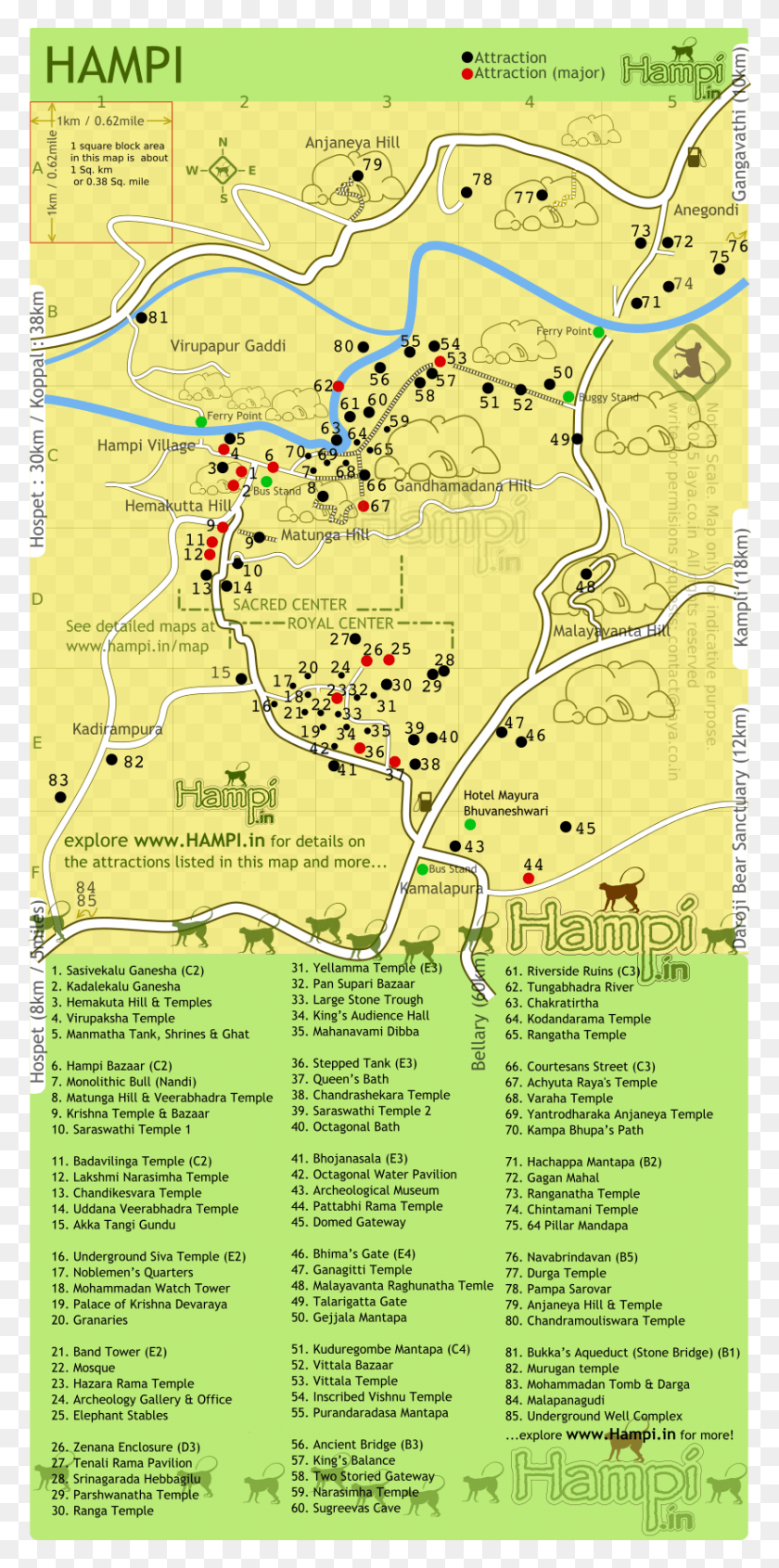 825x1725 Map Show The Location Of Various Monuments In Hampi Map Of Hampi Monuments, Plot, Diagram, Vegetation HD PNG Download