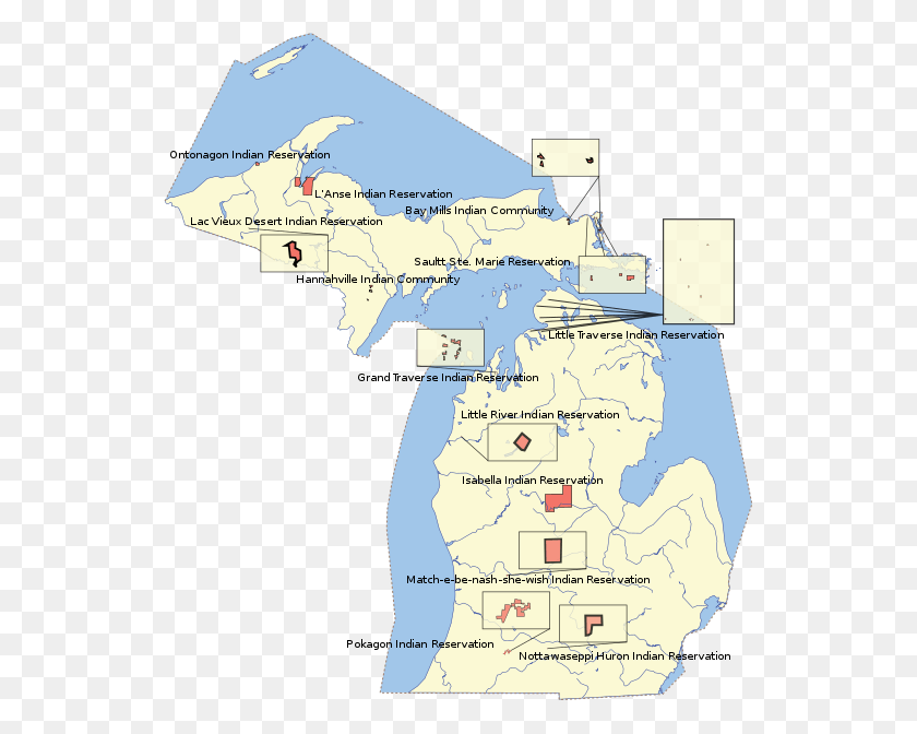 540x612 Карта, Показывающая Сайты Индейских Резерваций В Северных Индейских Резервациях В Мичигане, Диаграмма, Атлас, Участок Hd Png Скачать