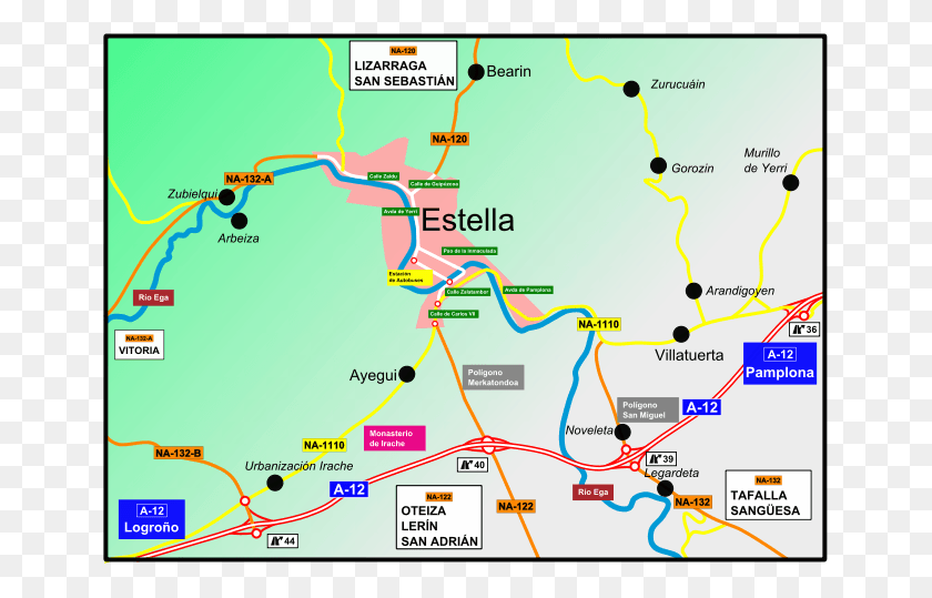 653x479 Descargar Png Mapa De Carreteras De Estella Mapa De Vias De Comunicacion, Plot, Diagram, Map Hd Png