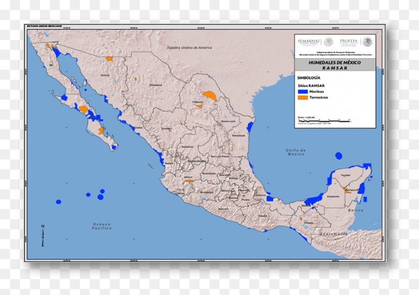 860x587 Mapa De Humedales En Mxico Ubicacion De Humedales En Mexico, Участок, Карта, Диаграмма Hd Png Скачать