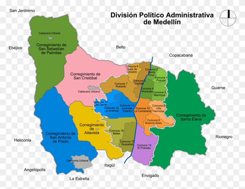 1233x928 Mapa Divisin Poltico Administrativa De Medelln 5 Corregimientos De Medellin, Map, Diagram, Plot HD PNG Download