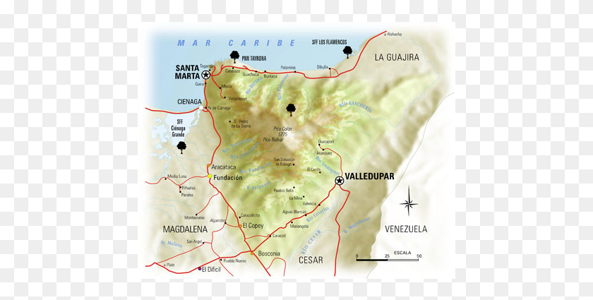451x365 Mapa Sierra Nevada Colombia Mapa De Los Kogui, Plot, Map, Diagram HD PNG Download