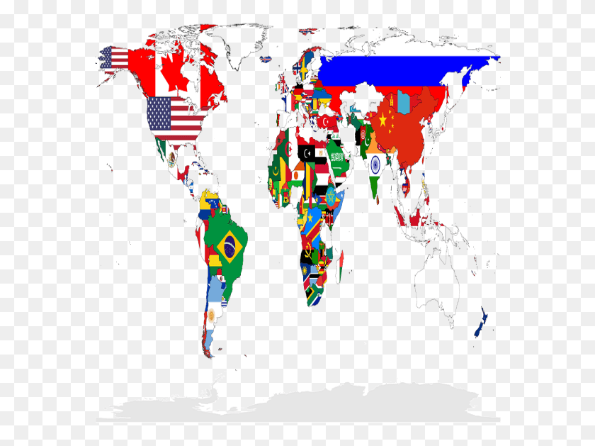 575x569 Mapamundi De Las Banderas World Map Flag Vector, Graphics, Person HD PNG Download