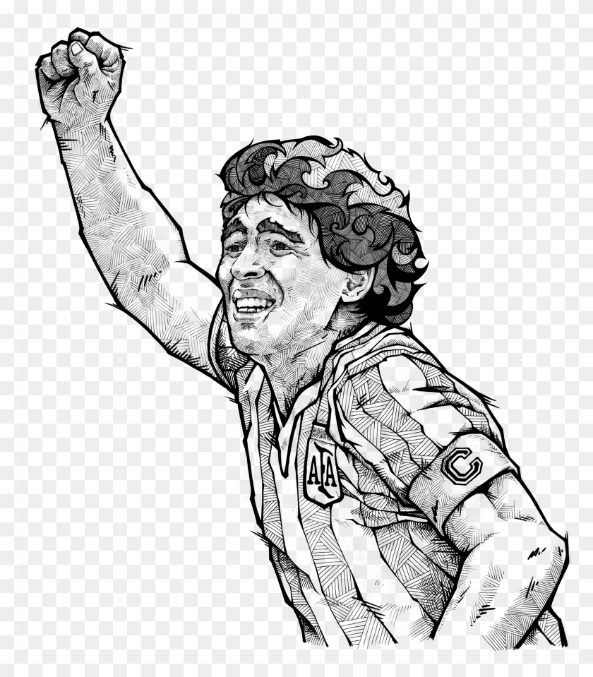 1985x2289 Maradona Drawing Sketch Football, Gray, World Of Warcraft Hd Png