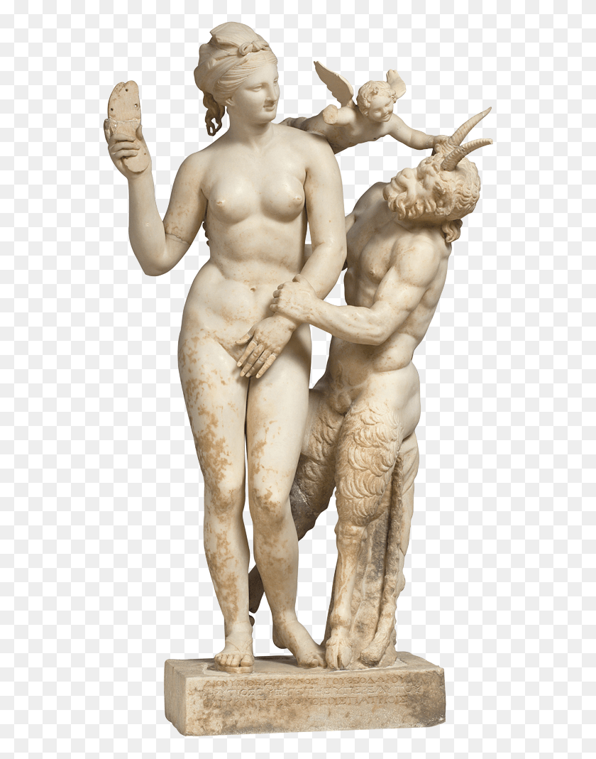 550x1009 Мраморная Группа Афродиты Пан И Эрос Из Национального Археологического Музея Делос, Скульптура, Статуя Hd Png Скачать