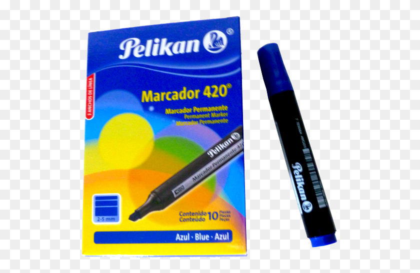 516x487 Marcador Pelikan 420 Azul Caja De Marcadores Borrables, Marker HD PNG Download