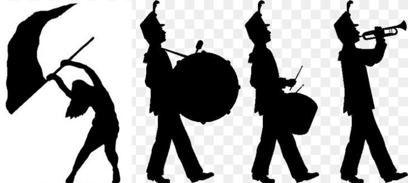 854x384 Marching Band Drum Major Clip Art, People, Person, Silhouette, Stencil Transparent PNG
