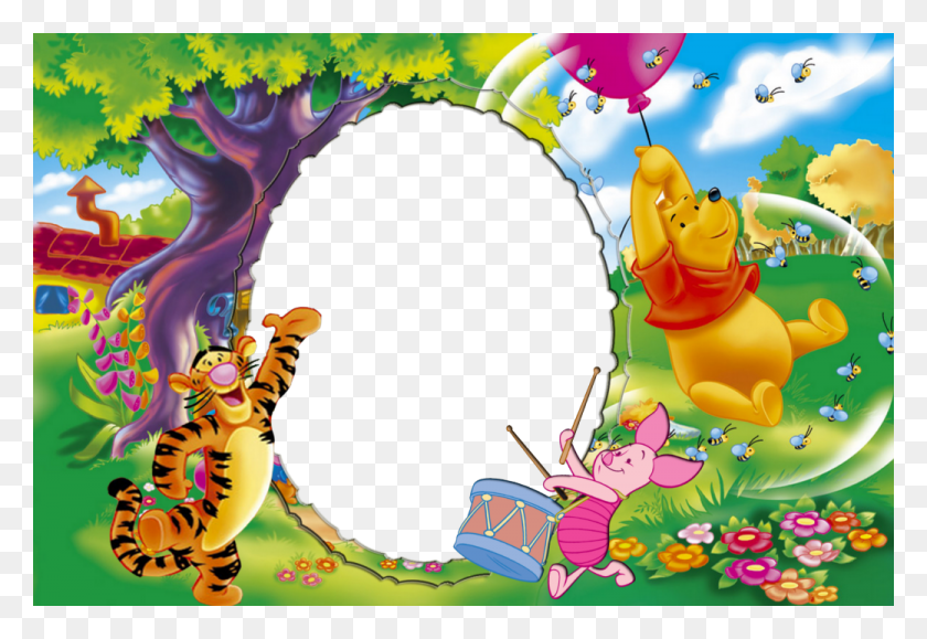 1040x693 Marcos Para Fotos De Winnie The Pooh Winnie The Pooh Birthday Frame, Graphics, Person Hd Png