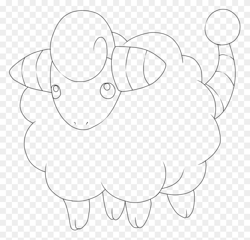 1000x960 Mareep Line Art, Gray, World Of Warcraft HD PNG Download