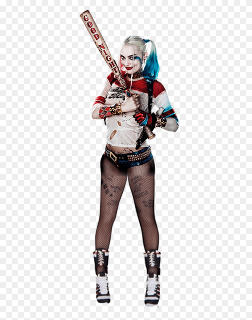 363x1007 Margot Robbie Harley Quinn Harley Quinn Baseball Bat, Person, Costume, Clothing HD PNG Download