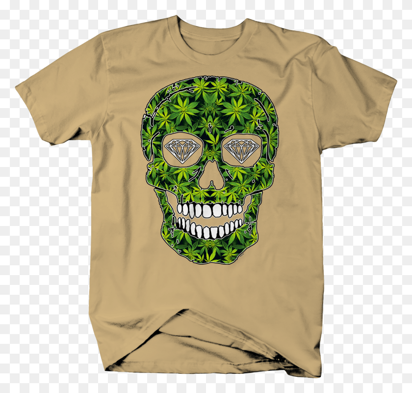 1295x1229 Marijuana Weed Diamond Eyed Skull Chill Vibes 420 Skunk Tshirt, Clothing, Apparel, T-shirt HD PNG Download