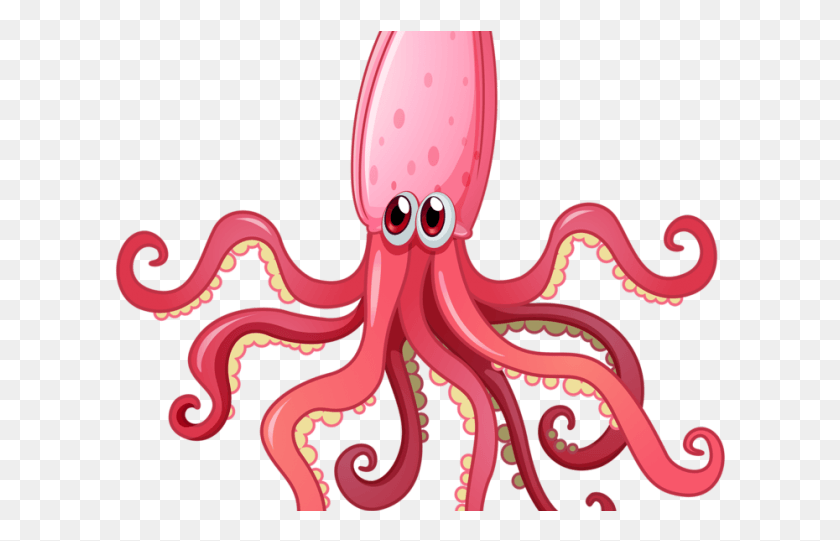 612x481 Marine Life Clipart Pink Octopus Cartoon Squid Transparent Background, Sea Life, Animal, Invertebrate HD PNG Download