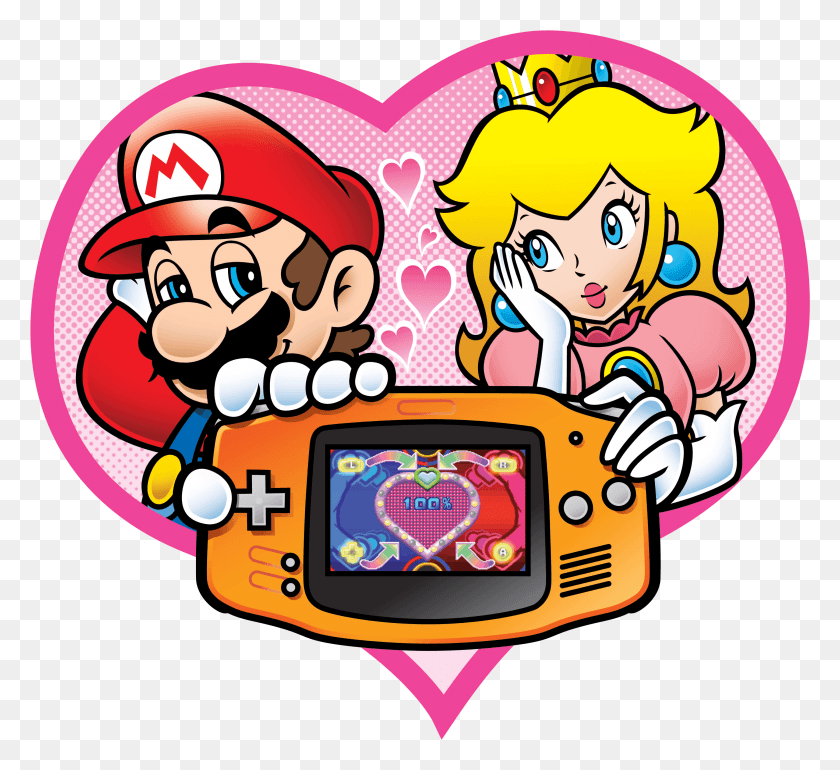 2899x2640 Mario And Peach Holding A Gameboy In A Romantic Way Mario And Peach Mario Party Advance, Super Mario, Electronics, Performer HD PNG Download