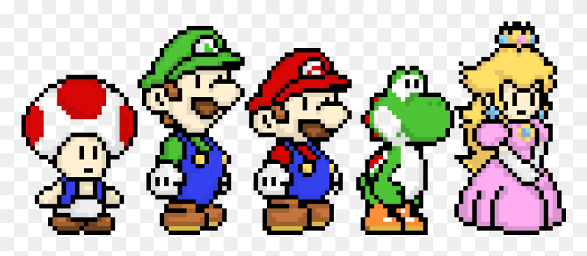 1221x481 Descargar Pngpersonajes De Mario Personajes De Super Mario Pixel, Pac Man Hd Png