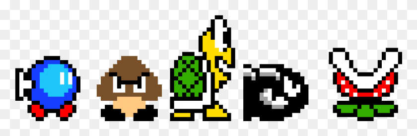 951x261 Mario Enemies Pixel Art Mario Enemies, Pac Man, Super Mario HD PNG Download
