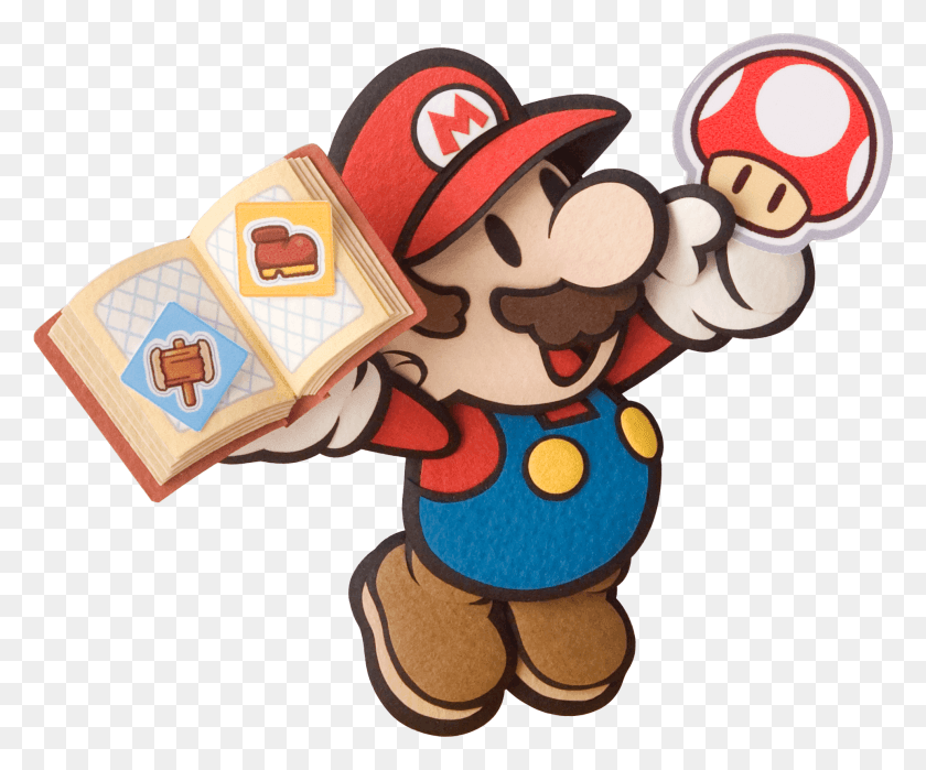 1926x1578 Mario Holding A Book Of Stickers And A Mushroom Sticker Paper Mario Official Art, Super Mario, Elf HD PNG Download