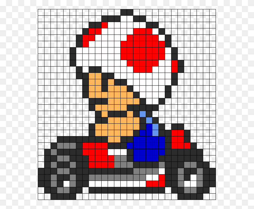 589x631 Descargar Png Mario Kart Toad Perler Bead Pattern Bead Sprite Mario Kart Fuse Beads, Gráficos, Texto Hd Png