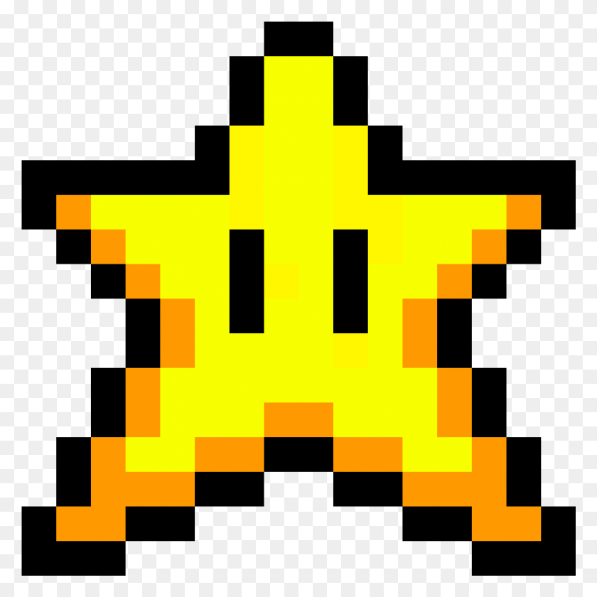 1585x1585 Mario Maker Star Pixel Art Minecraft, First Aid, Pac Man HD PNG Download
