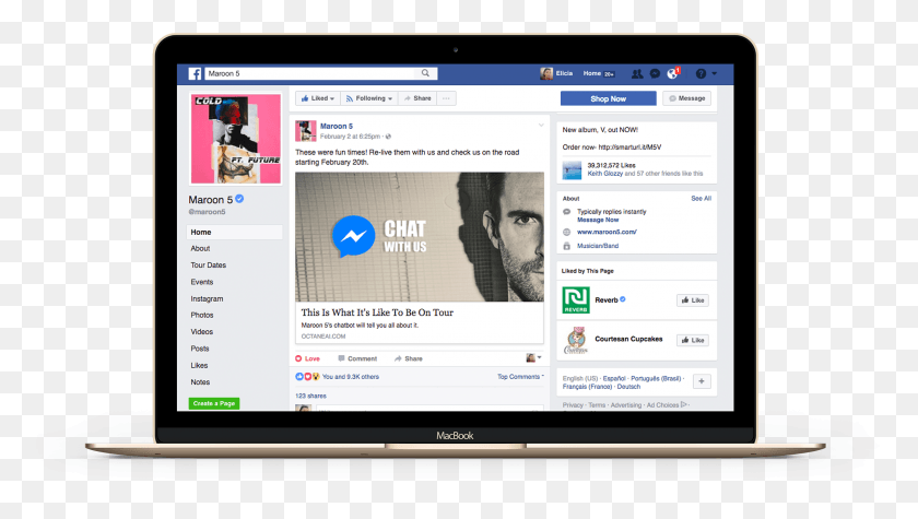 2192x1169 Maroon 5 Facebook Post To Octane Ai Convo In Situ Реклама В Facebook На Месте, Компьютер, Электроника, Планшетный Компьютер Hd Png Скачать