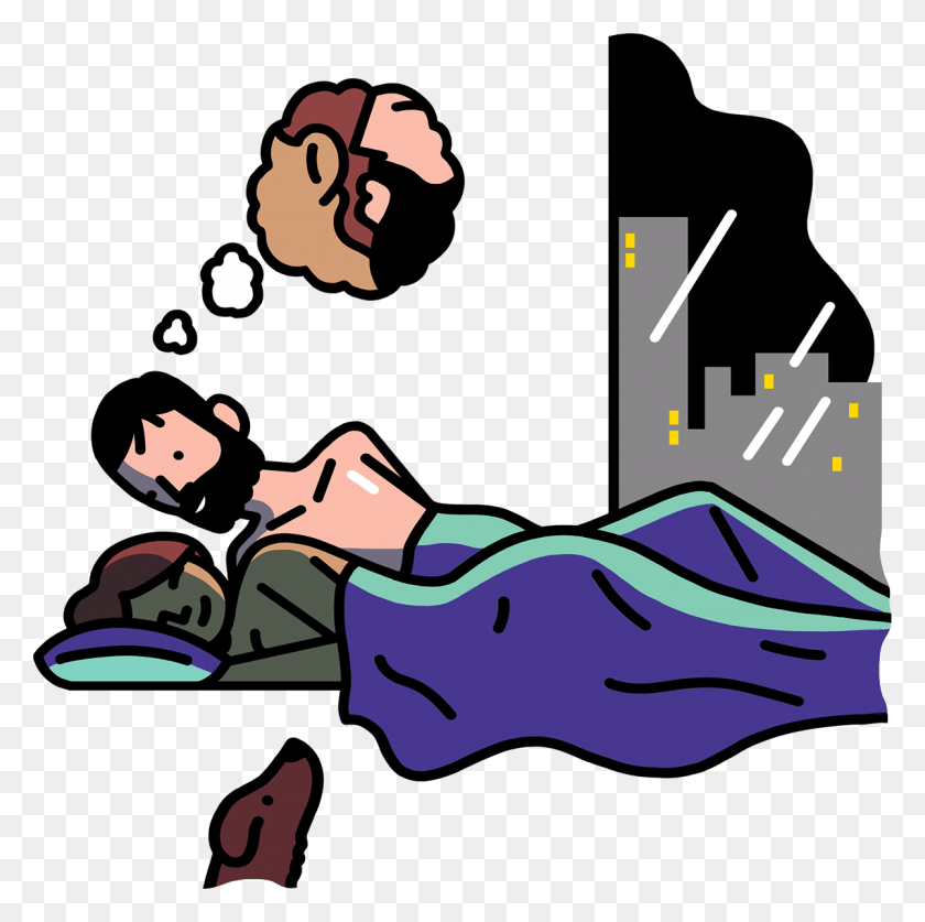 1200x1196 Married Couple Going To Sleep In The City Sleep Couple Cartoon, Poster, Advertisement Descargar Hd Png