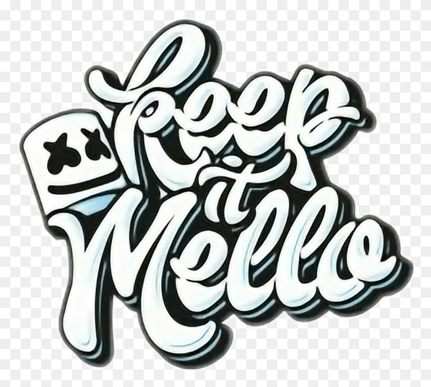 1024x912 Marshmello Sticker Keep It Mello Sticker, Text, Label, Calligraphy HD PNG Download