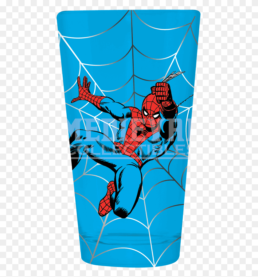 474x842 Человек-Паук Marvel Blue Pint Glass Spider Web, Рука, Плакат, Реклама Hd Png Скачать