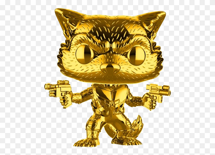 496x546 Marvel Studios 10Th Anniversary Gold Chrome Rocket Raccoon, Treasure Hd Png