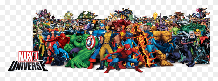 3278x1068 Marvel Universe HD PNG Download