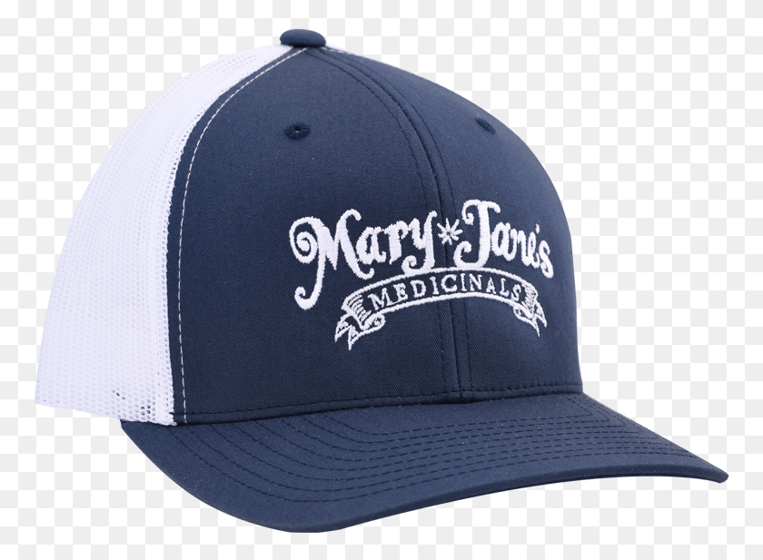 767x557 Mary Jane39s Medicinals Trucker Hat Blue With White Baseball Cap, Clothing, Apparel, Cap HD PNG Download