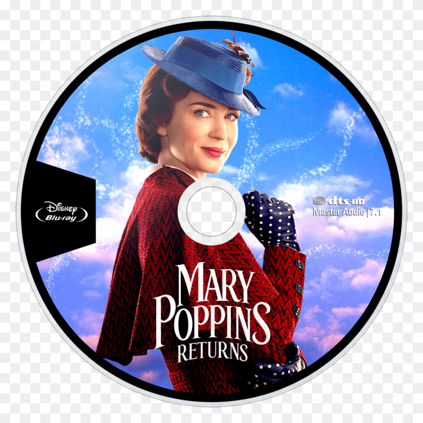 1000x1000 Mary Poppins Returns Bluray Disc Image Mary Poppins Returns Book, Disk, Dvd, Person HD PNG Download