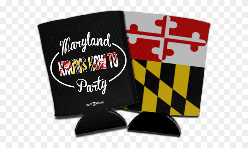 597x441 Descargar Png Bandera De Maryland Amp Party Koozie Bundle Bandera De Barco De Maryland, Ropa, Ropa, Etiqueta Hd Png