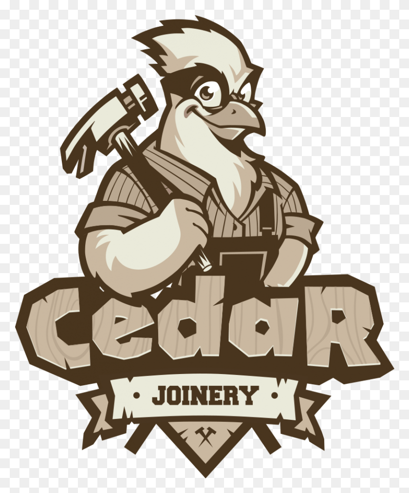 812x991 Mascot Logo 1 Color Cedar Joinery Logo, Mammal, Animal, Clothing HD PNG Download