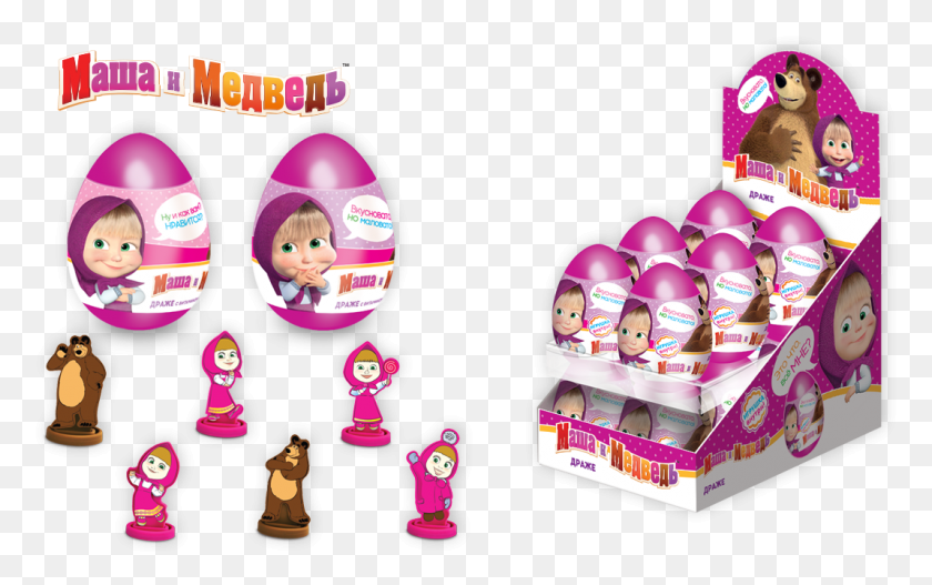 1068x640 Masha Amp Bear Dragee In Plastic Egg With Toy 10g Doll, Figurine, Text, Barbie HD PNG Download