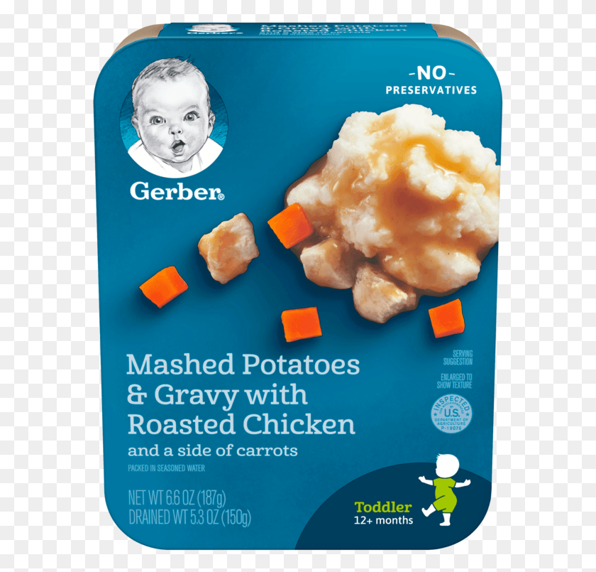 579x745 Mashed Potatoes Amp Gravy With Roasted Chicken Gerber 12 Month Food, Person, Human, Fried Chicken HD PNG Download