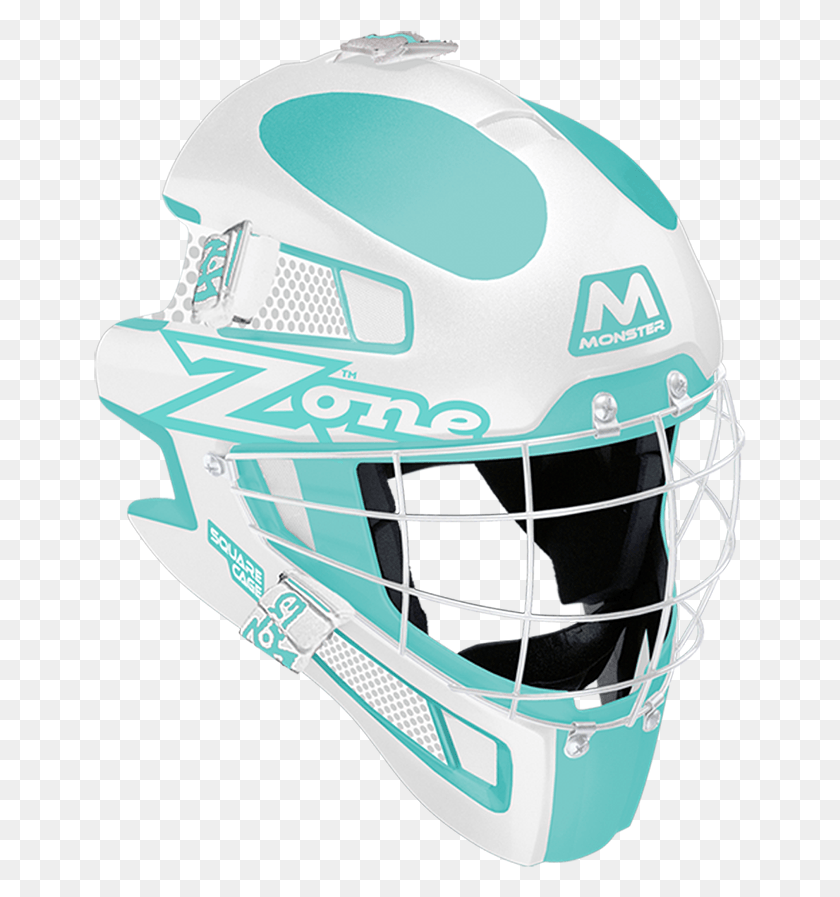 653x837 Mask Monster Square Cage Light Turquoise White Zone Innebandy, Clothing, Apparel, Helmet HD PNG Download