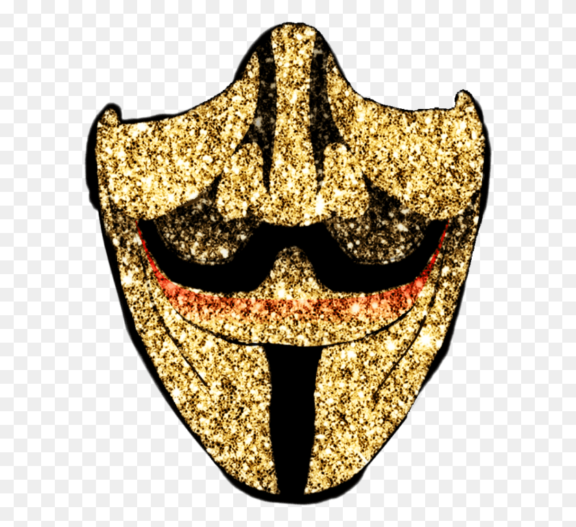 597x709 Mask Vendetta Guyfawkes Remixit Gold Guccigang Emblem, Necklace, Jewelry, Accessories HD PNG Download
