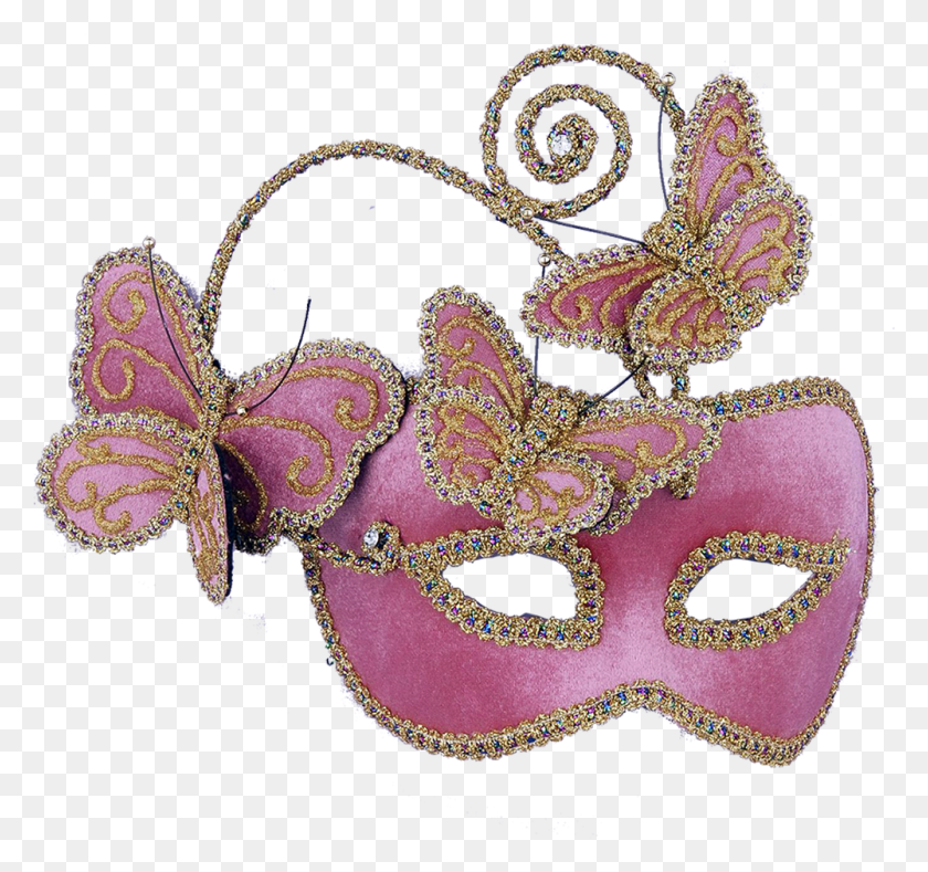 1000x935 Mask Venetian Hot Pink Butterflies, Rug, Crowd, Parade HD PNG Download