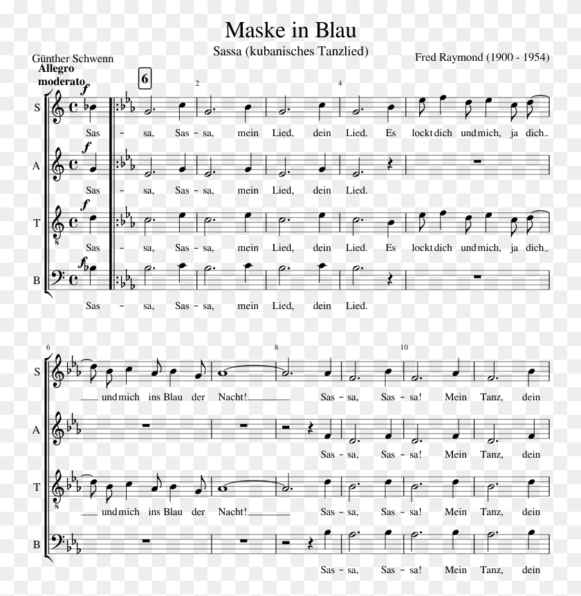 750x802 Maske In Blau Sheet Music Composed By Fred Raymond Si Les Bateaux Gilles Vigneault, Gray, World Of Warcraft HD PNG Download