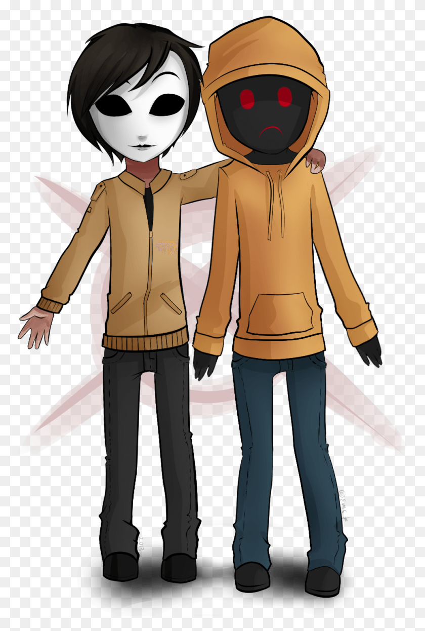 965x1468 Masky And Hoodie Proxies Scp Creepypasta Proxy Marble He Is A Liar Creepypasta, Clothing, Apparel, Sweatshirt HD PNG Download