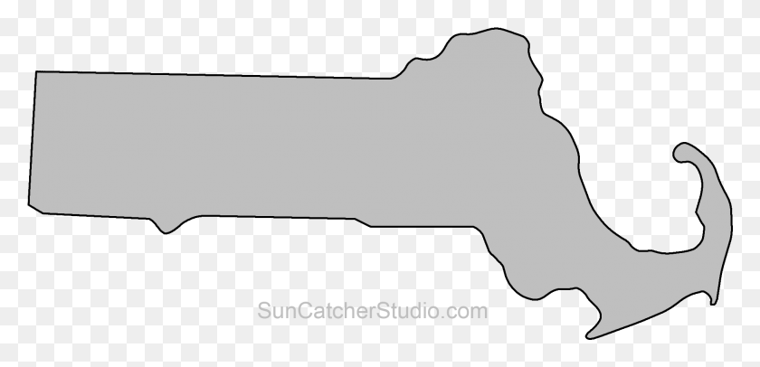 1882x836 Massachusetts Map Outline Shape State Stencil Clip Massachusetts Outline Map, Weapon, Weaponry, Arrow HD PNG Download