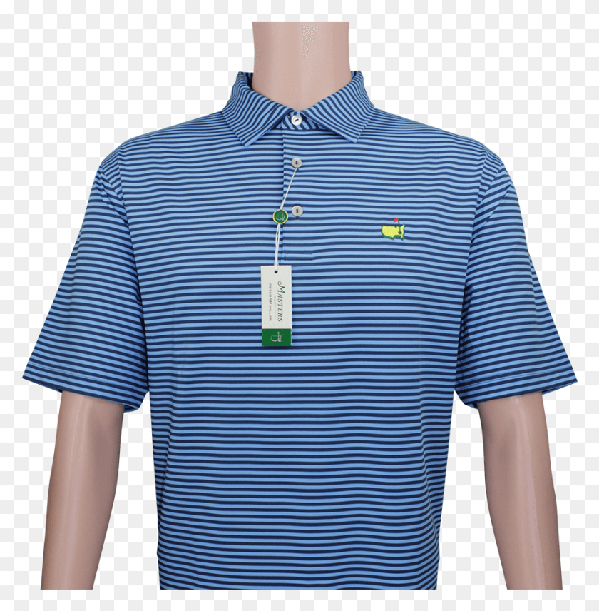 882x901 Masters Navy Amp Sky Blue Striped Peter Millar Performance Polo Shirt, Clothing, Apparel, Shirt HD PNG Download