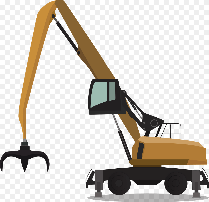 Material Handler Clipart, Construction, Construction Crane, Device, Grass Sticker PNG