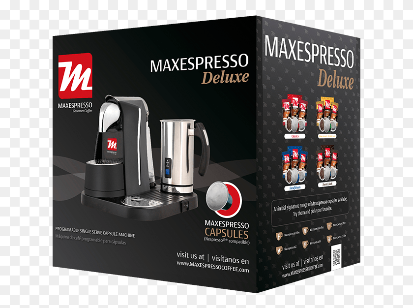 627x566 Maxespresso Deluxe Box Caja Headphones, Machine, Sink Faucet, Appliance Descargar Hd Png