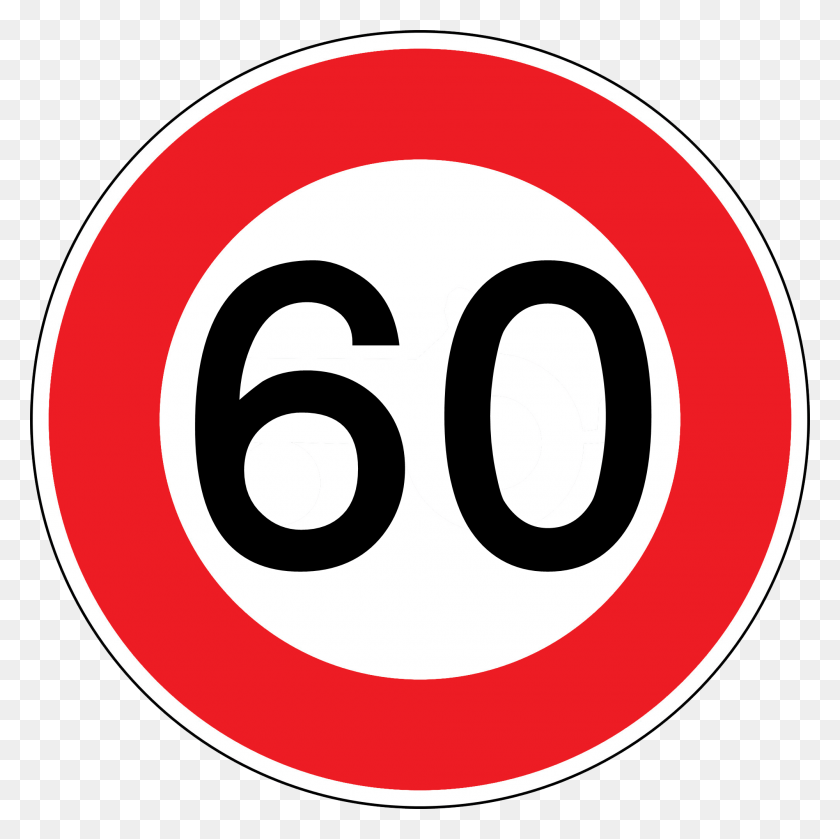 2000x2000 Maximum Speed Limit 60km Ht Pw03 R1 41 Traffic Sign, Number, Symbol, Text HD PNG Download