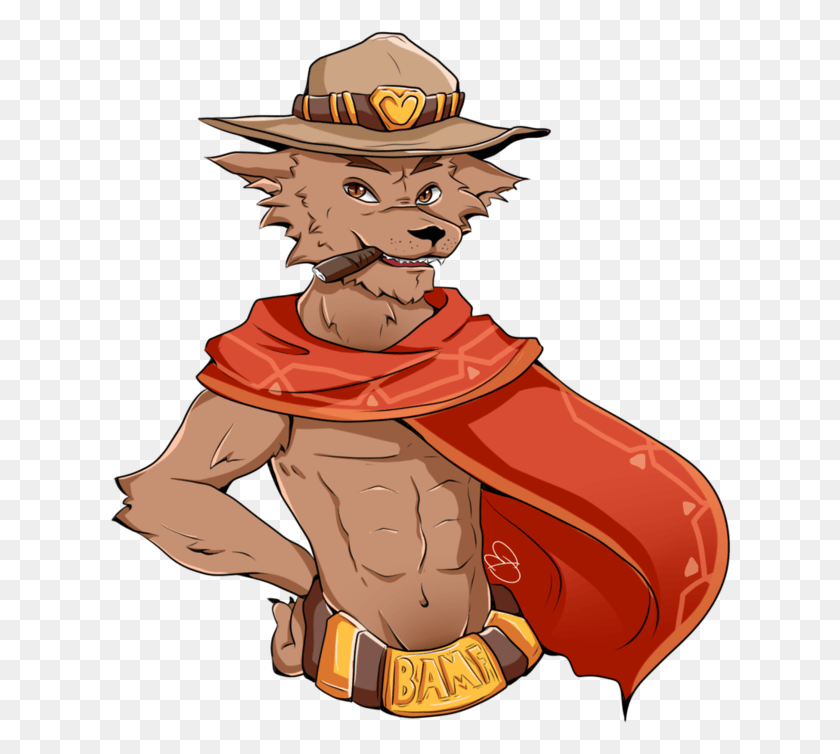 622x694 Mccree Hat Mccree Furry, Clothing, Apparel, Person HD PNG Download