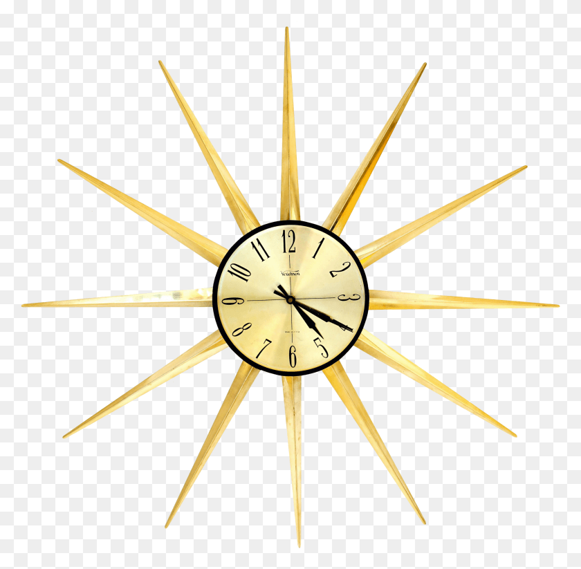 3401x3328 Mcentury Modern 31 Gold Starburst Reloj De Pared Reloj De Pared, Reloj Analógico, Poste De Servicios Públicos, Brújula Hd Png