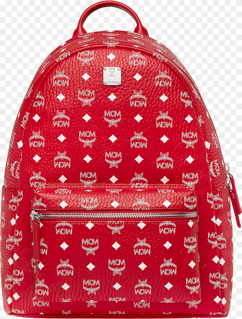 Mcm Stark Backpack In White Logo Visetos, Bag, Accessories, Handbag Sticker PNG
