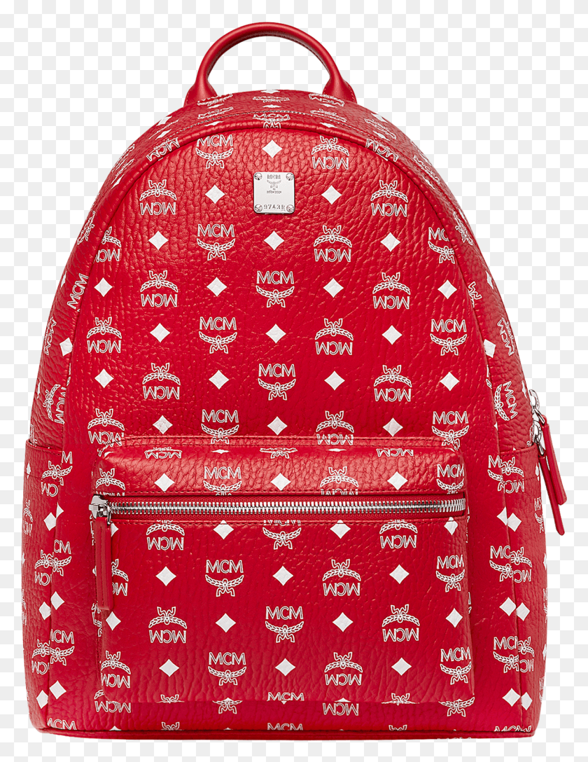 1218x1606 Mcm Stark Backpack In White Logo Visetos Red And White Mcm Backpack, Bag, Hoodie, Sweatshirt HD PNG Download