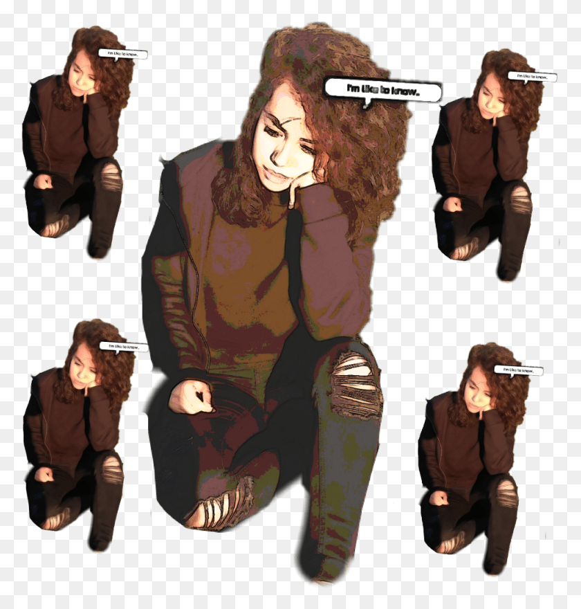 975x1025 Me Emoji Queen Myedit Vintage Grunge В Депрессии Подавленная Девушка, Одежда, Одежда, Человек Hd Png Скачать