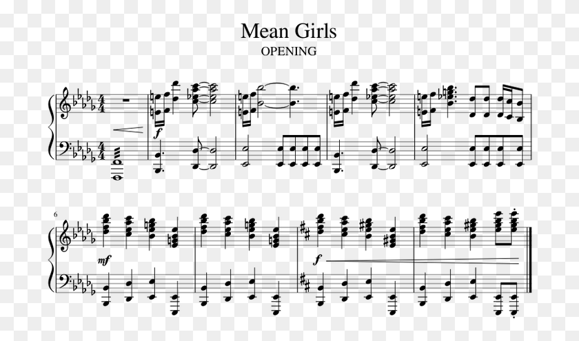 708x435 Mean Girls Musical Opening Piano Tutorial Sheet Music, Gray, World Of Warcraft HD PNG Download